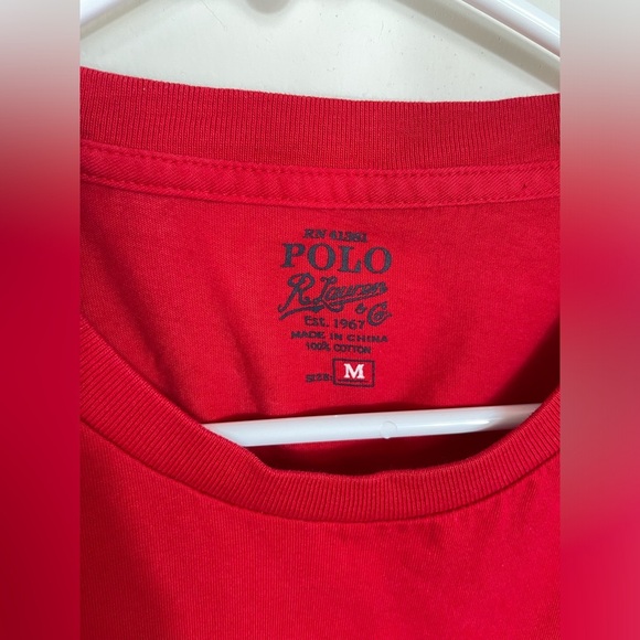 R.Lauren Jersey Pocket Red T-Shirt Polo Men's Cotton Size M - Picture 7 of 14